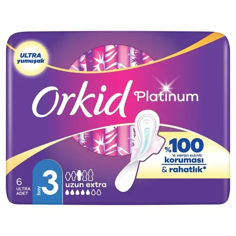 Orkid فوط أوركيد بلاتينيوم المجنحة الليلية (مقاس 3) 6 قطع