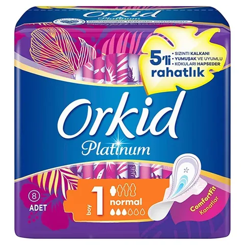 Orkid Platinum Flügelbinden, Normal, 8 Stück