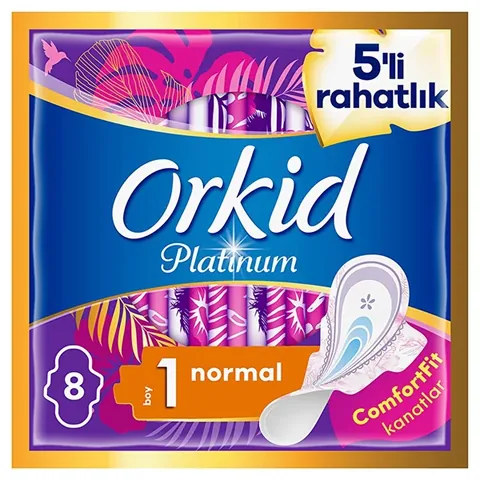 Orkid Platinum Flügelbinden, Normal, 8 Stück