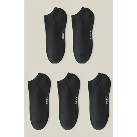 Ozzy Socks Men's 5-pack Seamless Cotton Ankle Socks Black 40/44