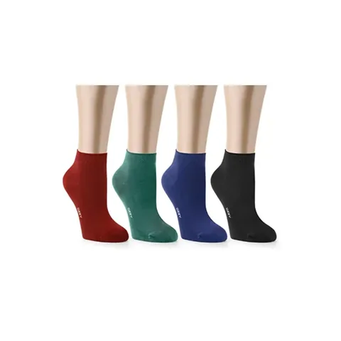 Ozzy Socks Women's 4-pack Bamboo Seamless Ankle Socks Colorful 2 36/40