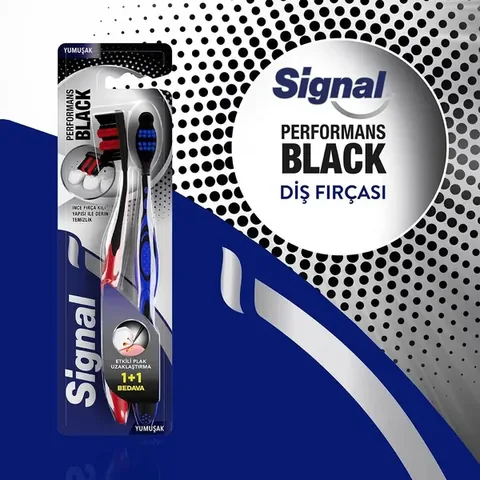 Signal Toothbrush Performance Black Effective Plaque Removal Soft 1+1