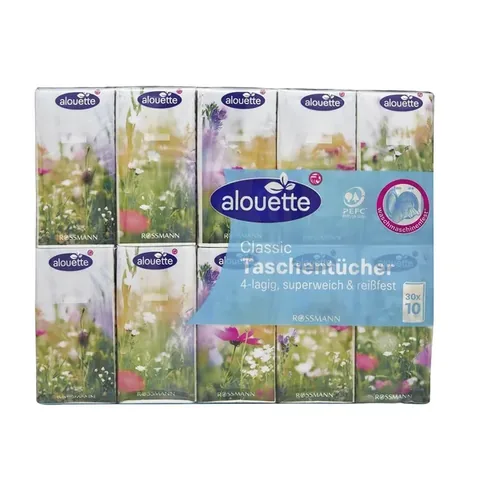 Alouette Weichpapier - 10 Packungen mit 30 Blättern, chlorfrei