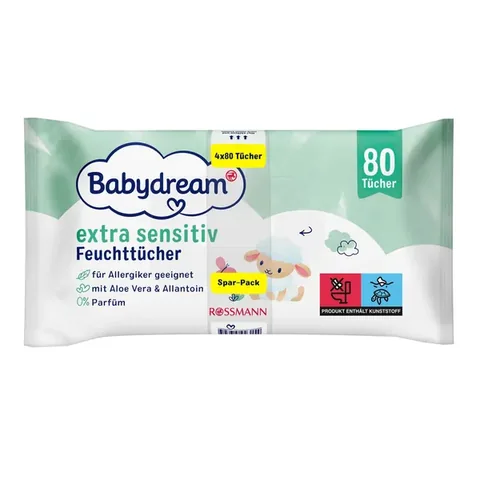 Babydream Aloe Vera Feuchttücher für Babys - Sensible Hautpflege 320 Stück