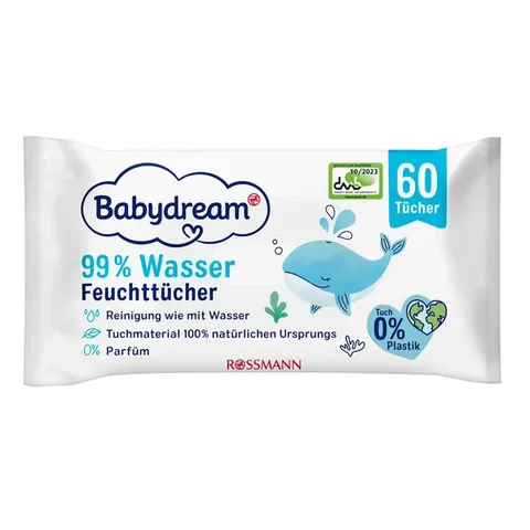 Влажные салфетки Babydream 99% воды 6x60