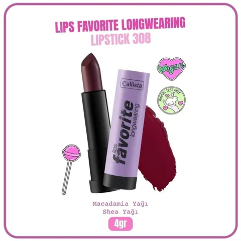 Callista Langhaltender Burgunder Lippenstift mit feuchtigkeitsspendender Formel