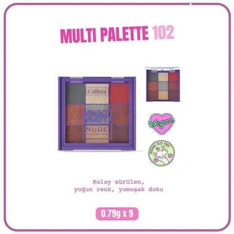 Callista Multi Palette Lidschatten - 9 Intensive Farben, Langanhaltend
