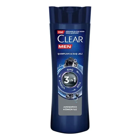 Clear Men 3 in 1 Shampoo & Shower Gel A Purifying Charcoal For Hair Face Body 350 ml
