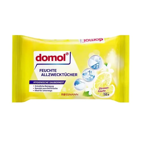 Domol مناديل دومول لتنظيف الأسطح برائحة الليمون، 50 قطعة
