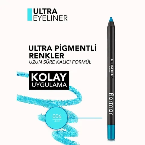Flormar Ultra Eyeliner – Intensive Farbe, Weicher Stift, 14 Farben