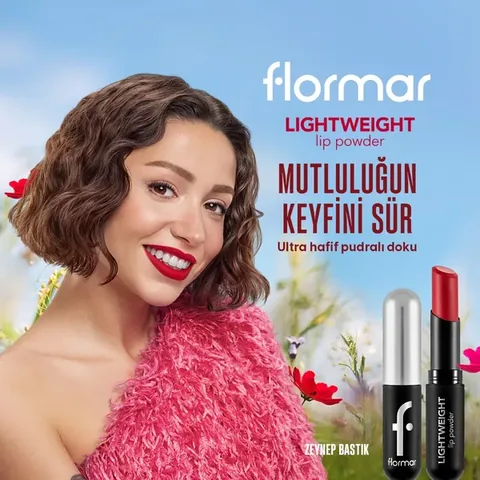 Flormar Lightweight Lip Powder High Pigment &amp; Matte Finish Ultra Light Lipstick 008 Lucky Me 1 pcs