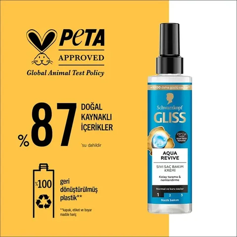 Gliss Aqua Revive Liquid Hair Care Cream Hyaluron and Seaweed Extract 200 ml