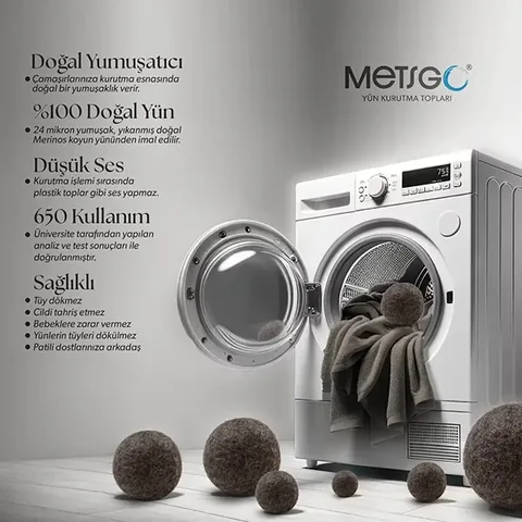 Мячики для сушки из шерсти для темных цветов 3 шт. от Metsgo