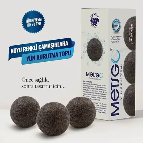 Мячики для сушки из шерсти для темных цветов 3 шт. от Metsgo
