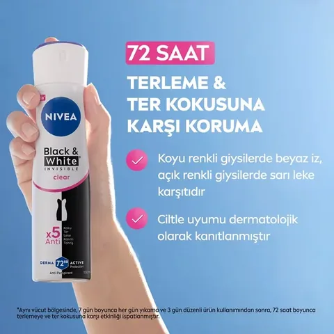 Nivea Spray Deodorant 150 ml + Mini Roll-on 25ml Black&amp;White Invisible Clear 150 ml + 25 ml