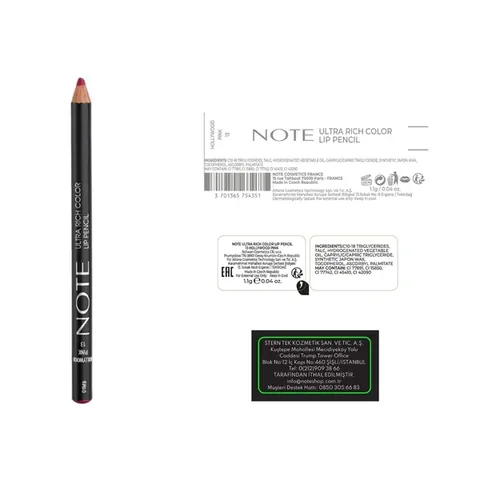 Note Ultra Rich Color Lip Pencil 13 Hollywood Pink 1 pcs