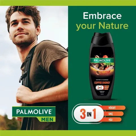 Palmolive جل استحمام بالموليف للرجال بنكهة القهوة والطاقة 500 مل