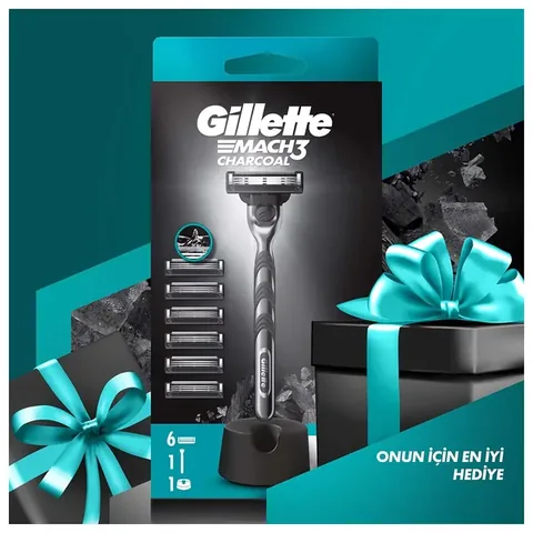 Gillette M3 charcoal Razor + Spare Blade Set
