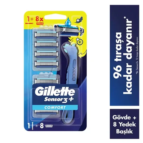 Gillette Sensor3+ Comfort 8-pcs Spare Blade Headed Razor