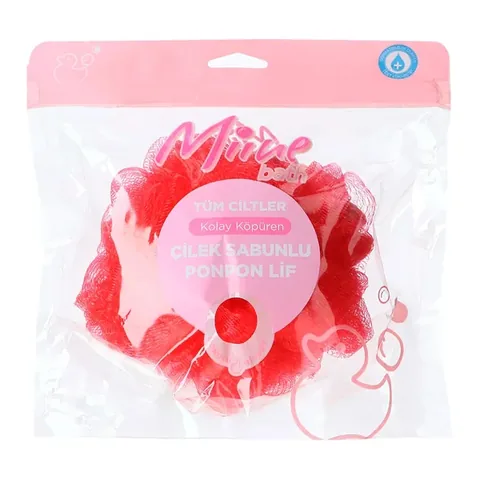 Miine Pompom Loofah Strawberry Soap