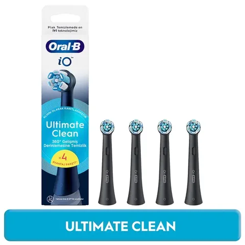 Oral-B رأس فرشاة أسنان أورال-بي آي أو ألتيميت كلين بلاك، 4 قطع