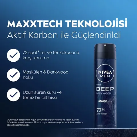 Nivea Men Men's Spray Deodorant Deep Dimension 150 ml And Mini Roll-on Black&amp;white Invisible Original 25 ml, 72 Hours Anti-perspirant
