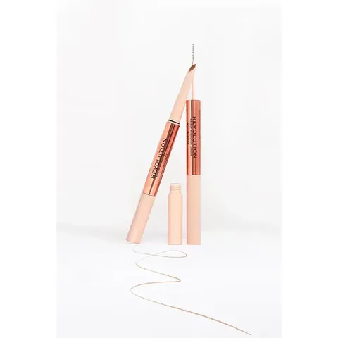 Revolution Fluffy Brow Duo Brow Pencil And Brow Mascara Medium Brown
