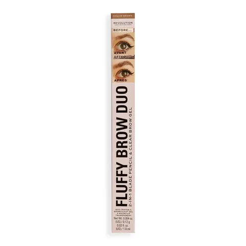 Revolution Fluffy Brow Duo Brow Pencil And Brow Mascara Medium Brown