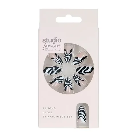 Superdrug Studio False Nails Black White