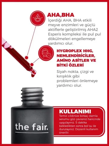 The Fair Peel Bright Serum 4% Aha &amp; 0.5% Bha 30 ml