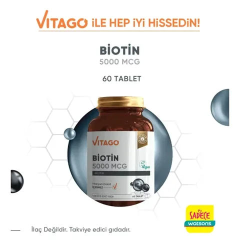 Vitago Biotin 5000 mcg Tablet Supplementary Food 60's