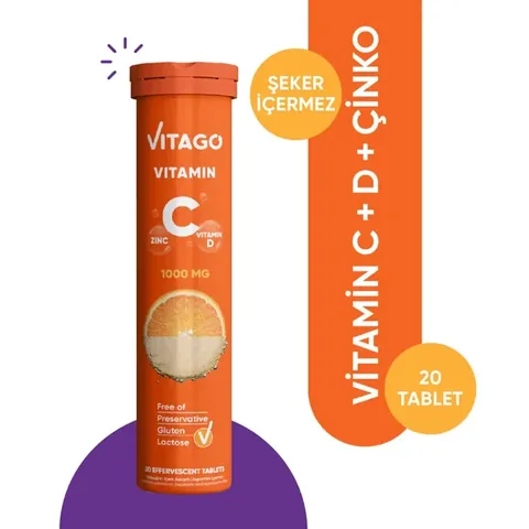 Vitago Vitamin C 1000 mg + Vitamin D + Zinc 20 effervescent Tablets
