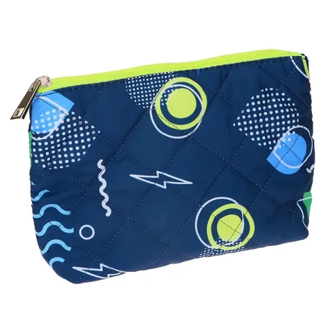 Miine Navy Blue Quilted Triangle Make-up Bag for Women