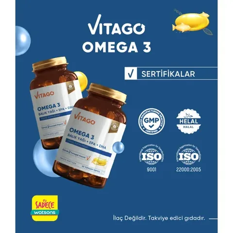 Vitago Omega 3 Fish Oil EPA DHA Softgels - 60 Count