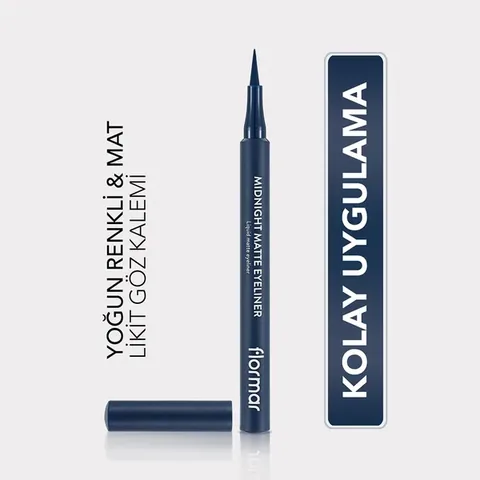 Flormar Midnight Matte Navy Blue Eyeliner Pencil - Long-Lasting