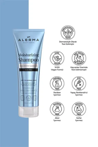 Alerma Moisturizing Shampoo 250ml - Sulfate-Free, Vegan, Hydrating