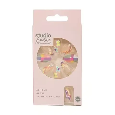 Superdrug Studio Floral Design False Nails - Easy Apply & Durable