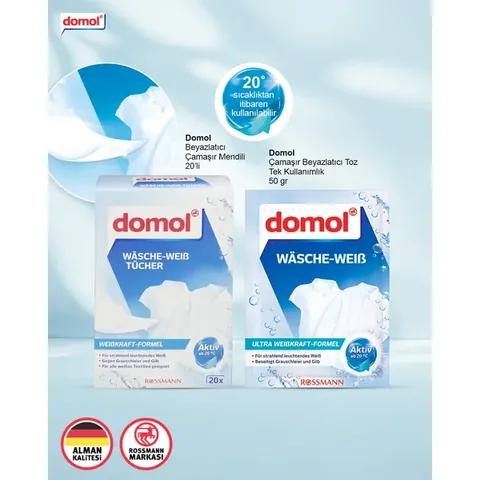 Domol مناديل دومول المبيضة للغسيل 20 منديلًا لتبييض متألق
