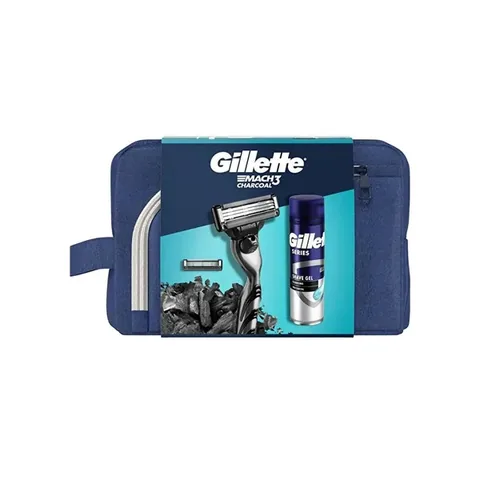 Набор бритвенных принадлежностей Gillette Mach3 с углем и гелем 200 мл