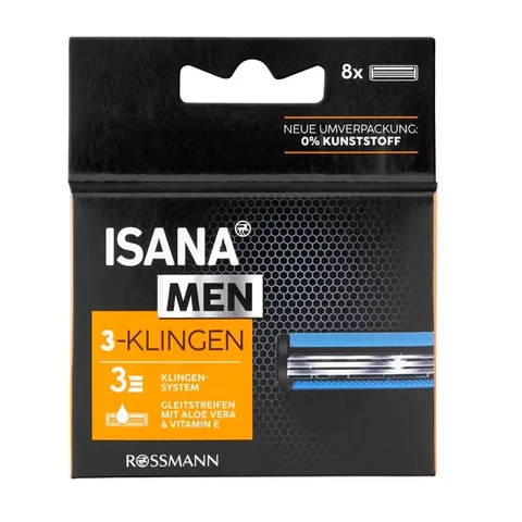 Isana Men 3-Blade Razor Replacement Blades - 8 Pack