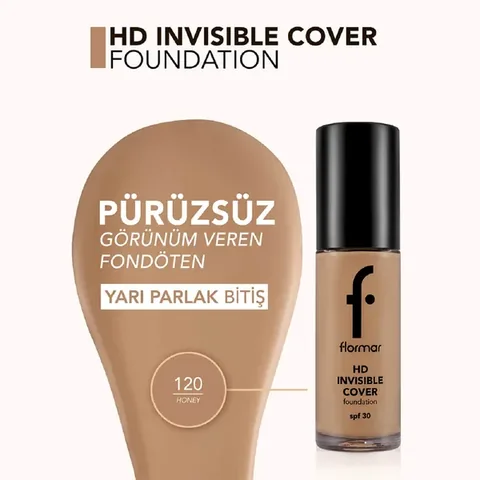 Фонд для лица Flormar HD полуматовый SPF30