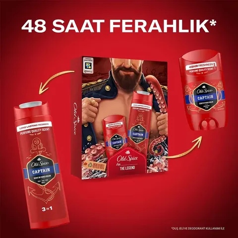 Old Spice Captain Gift Set: Deo Stick &amp; 3-in-1 Shower Gel