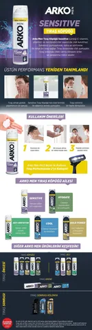 Arko Men Sensitive Shaving Foam 200ml - Aloe Vera &amp; Lavender