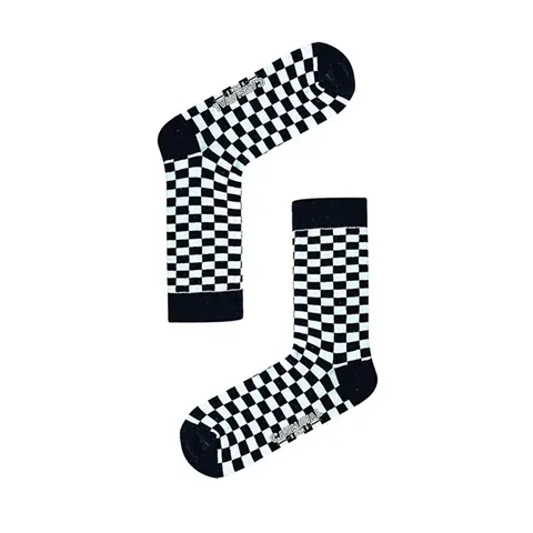 Carnaval Black &amp; White Checkerboard Socks - Cotton Blend