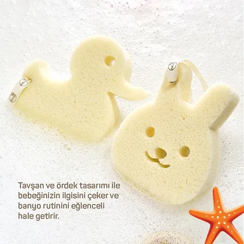 Balmy Rabbit Baby Bath Sponge - Ultra Soft &amp; Hypoallergenic