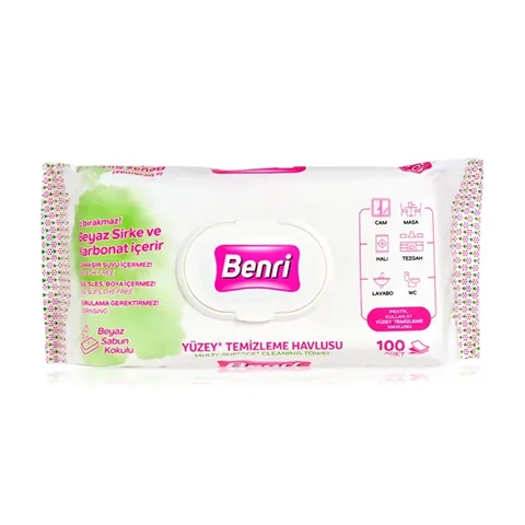 Benri مناشف تنظيف الأسطح من بينري ١٠٠ منديل مضاد للبقع