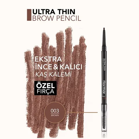 Flormar Ultra Thin Eyebrow Pencil 003 Brown with Brush