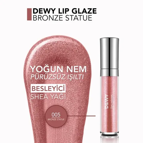 Flormar Dewy Lip Glaze Gloss 005 Bronze Statue - Moisturizing Shine