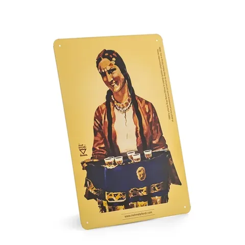 Retro Koleksiyon Metal Plate 'Woman Serving Coffee'