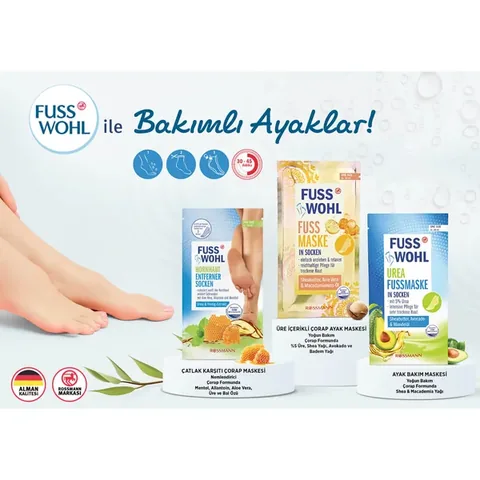 Fusswohl Foot Care Mask Shea Oil Macadamia Nut Oil Aloe Vera 1 pcs